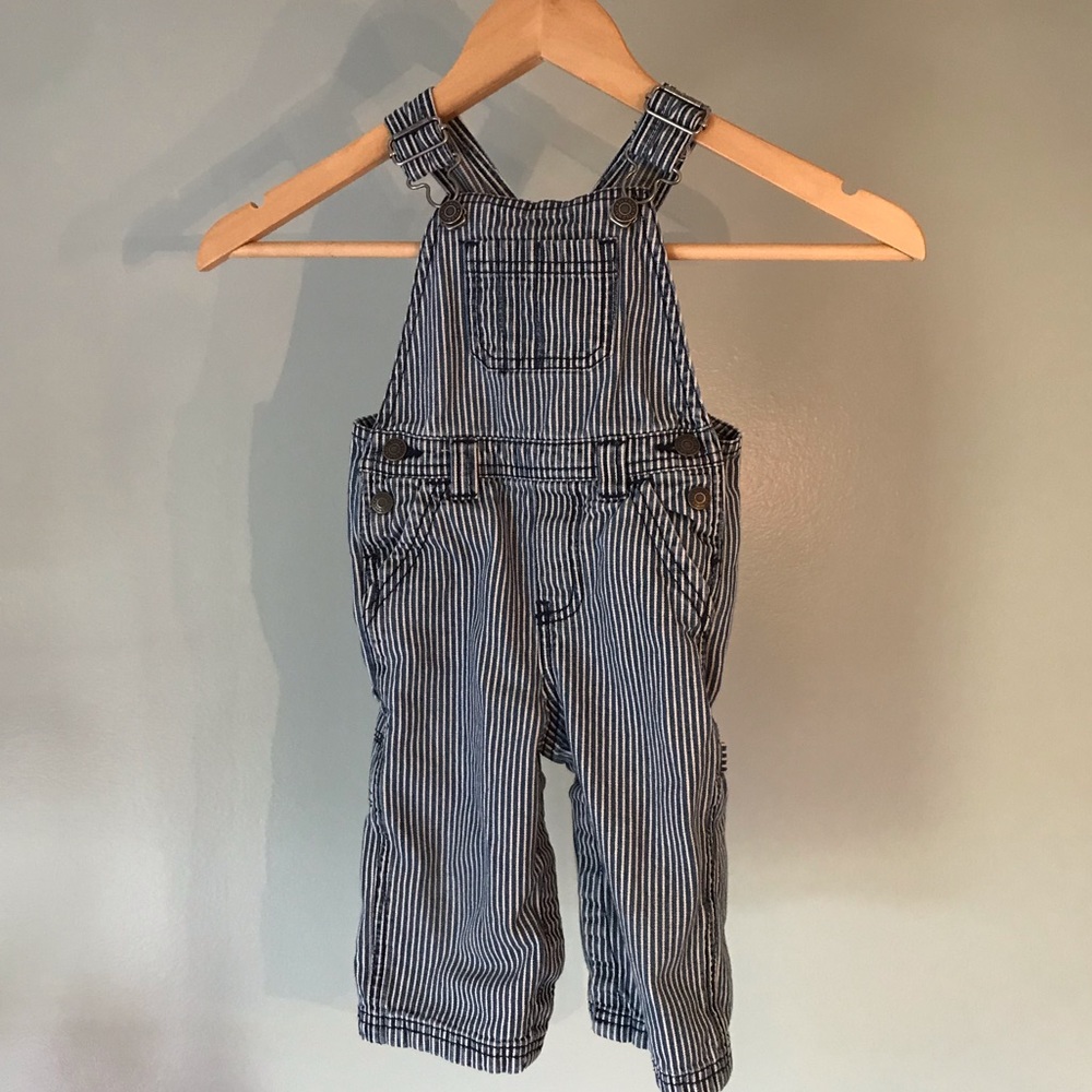 Baby Railroad Engineer Stripe Overalls - 12-18m